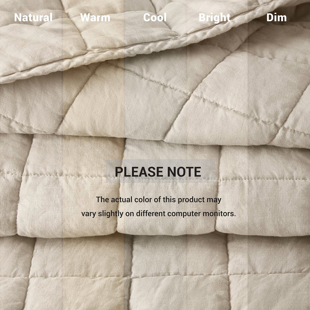 3-Piece Full/Queen Linen Garment Washed Quilt Set,Linen Media 4