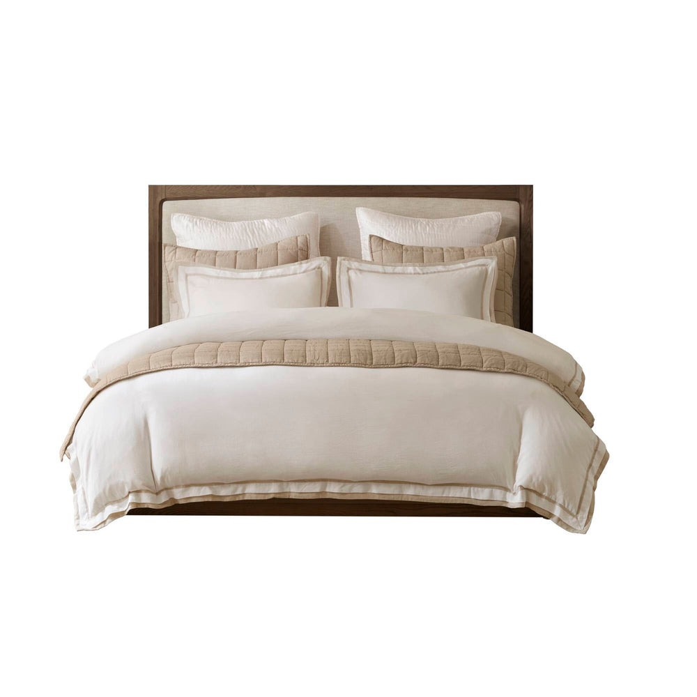 3 Pieces King/Cal King Duvet Cover Set,White+Beige Media 19