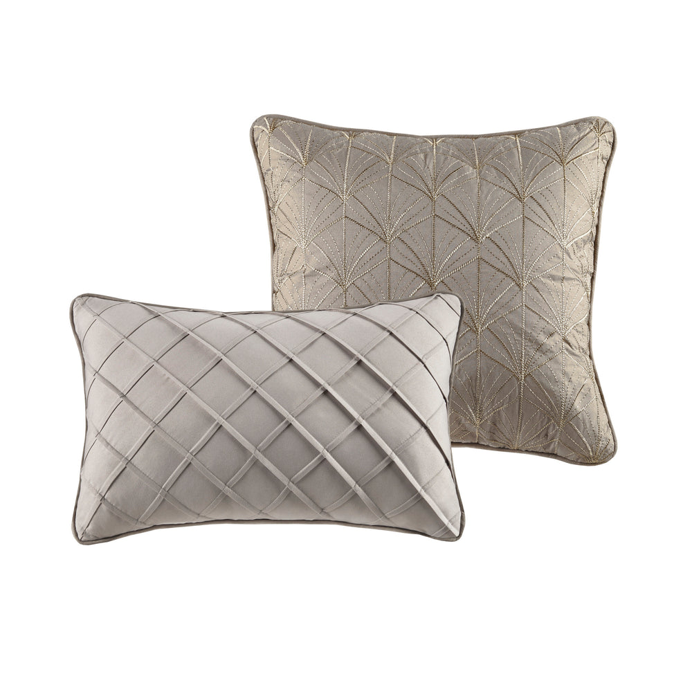 12 Piece Jacquard Comforter Set with Bed Sheets Khaki Cal King Media 12