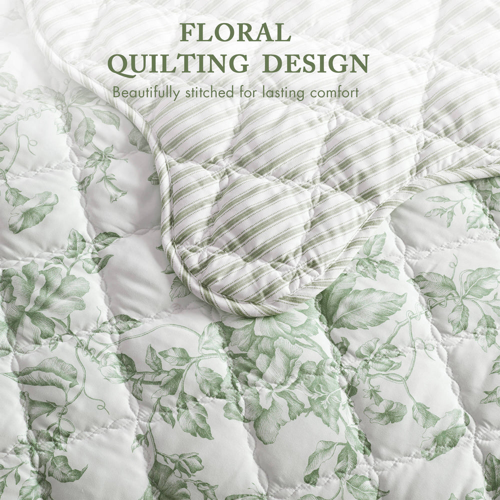 3 Pieces Twin/Twin XL Quilt Set with Decorative Pillow,Green Media 12