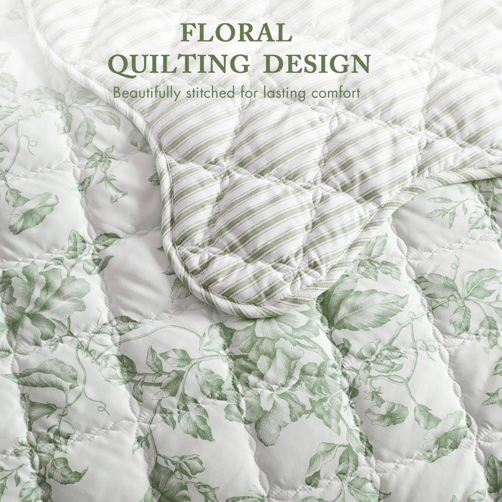 3 Pieces Twin/Twin XL Quilt Set with Decorative Pillow,Green Media 12