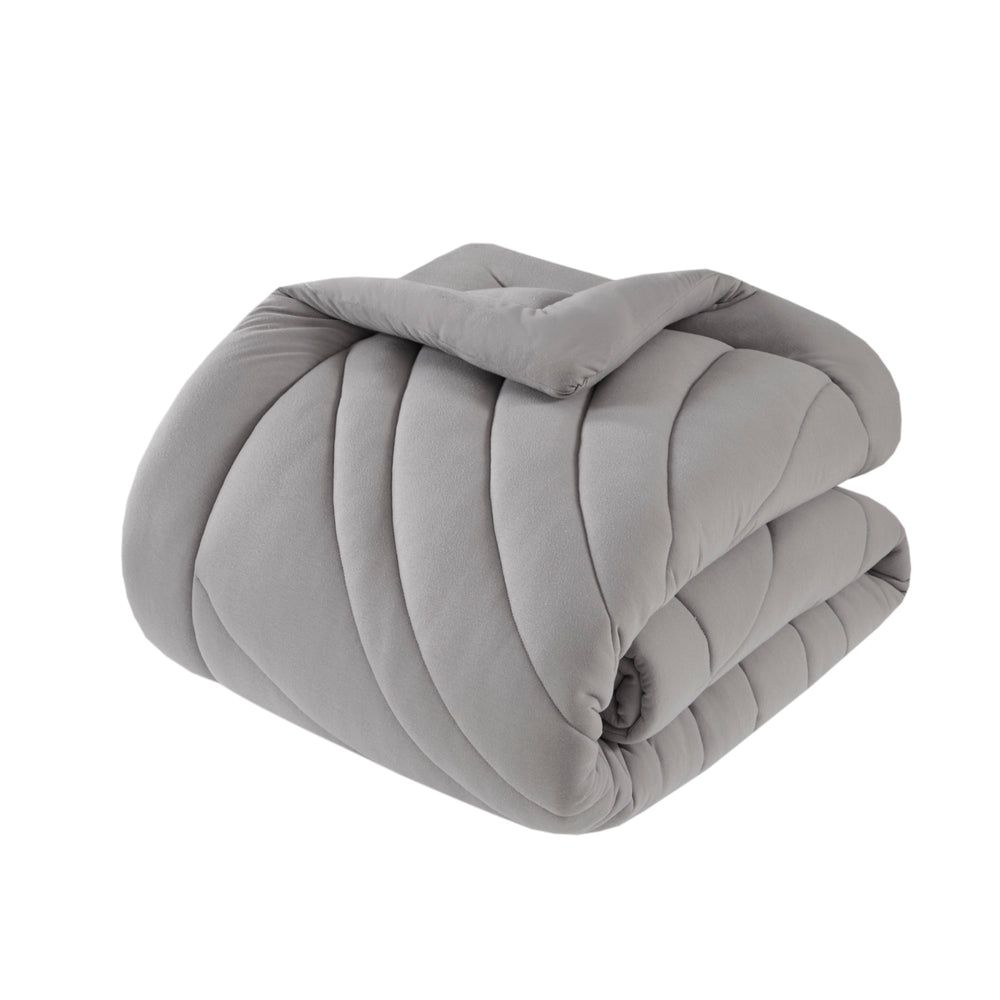 3 PCS Full/Queen Poly Jersey Puffy Comforter Set Gray Media 7