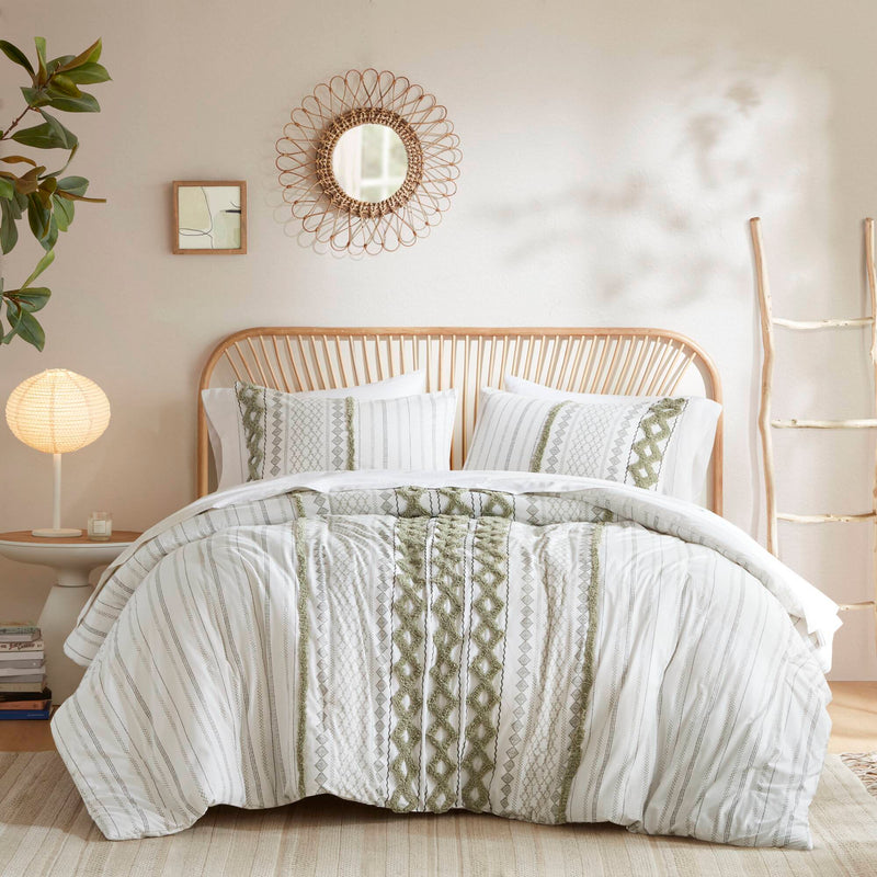 3 PCS Cotton Printed Comforter Set with Chenille