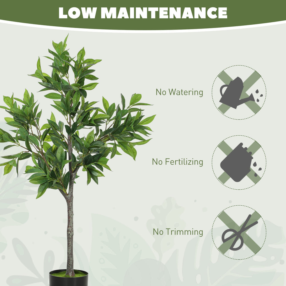 Potted Fake Plant, Lifelike Laurel Artificial Tree,Green Media 4