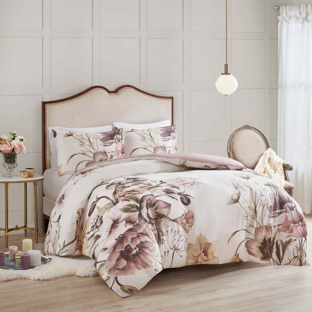 Full/Queen 3 Piece Cotton Printed Duvet Cover Set Media 1