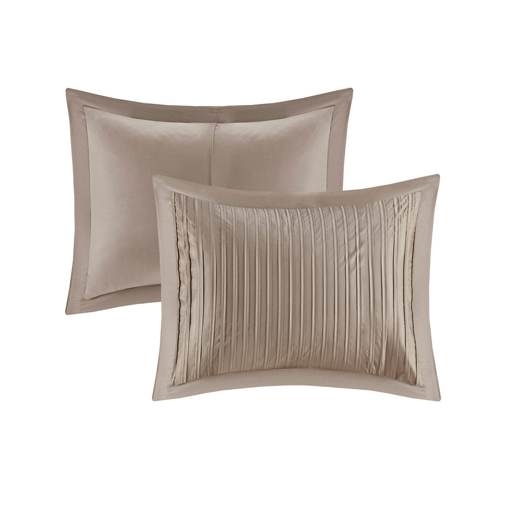 7 Piece Polyester Charmeuse Comforter Set Taupe King Media 10