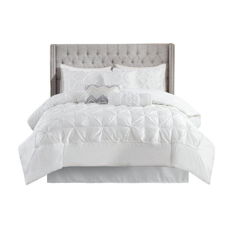 7 Piece Tufted Comforter Set White Full