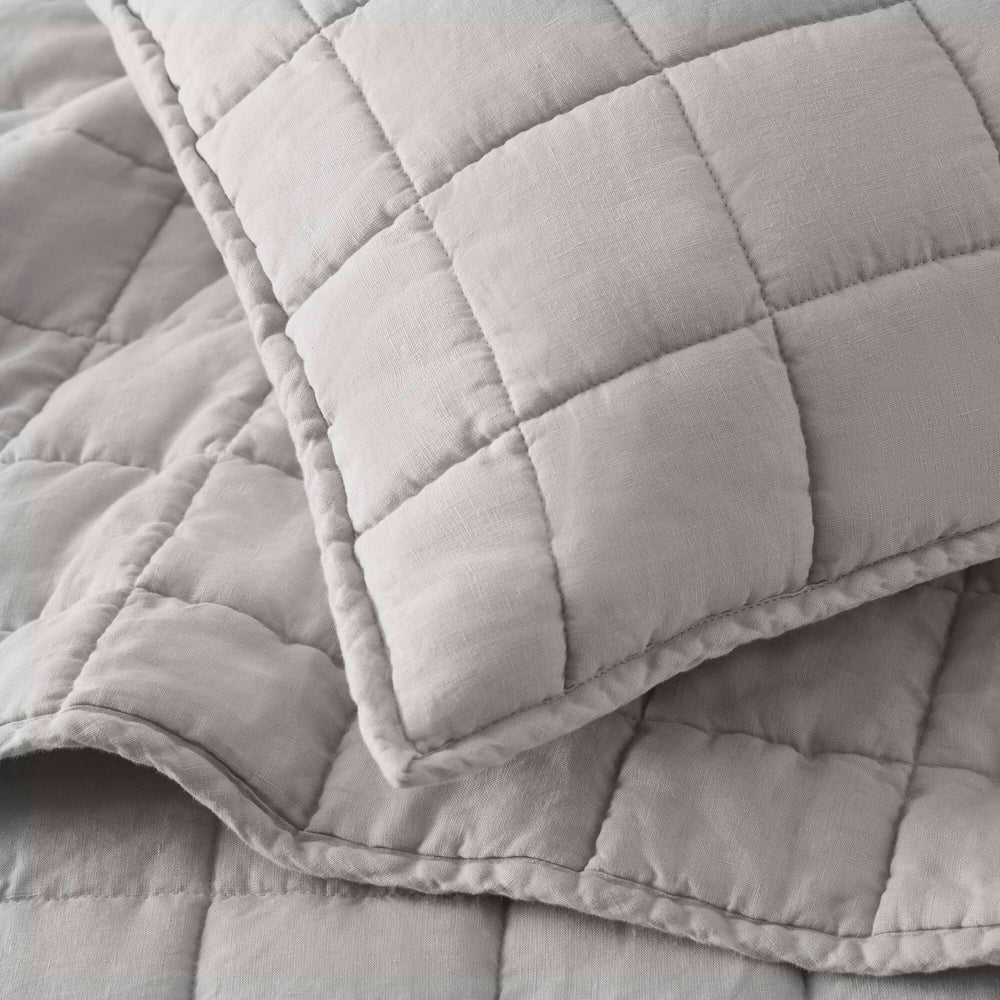 3-Piece Full/Queen Linen Garment Washed Quilt Set,Gray Media 4