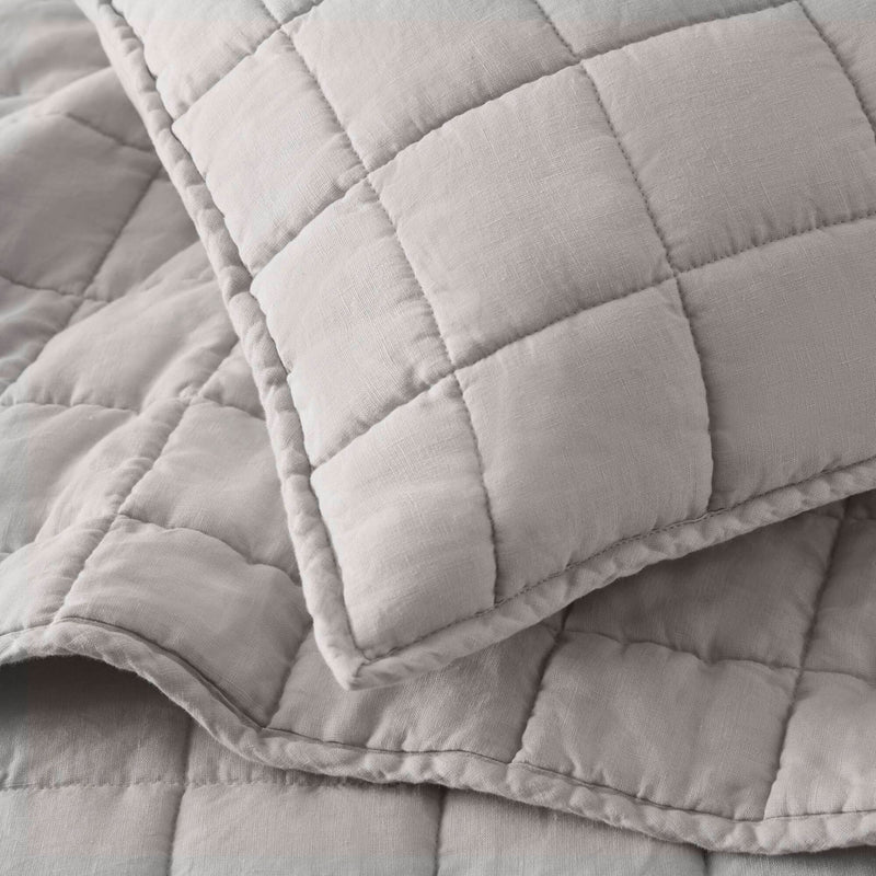 3-Piece Full/Queen Linen Garment Washed Quilt Set,Gray