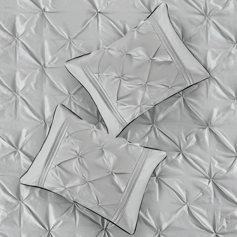 7 Piece Tufted Comforter Set Grey Queen