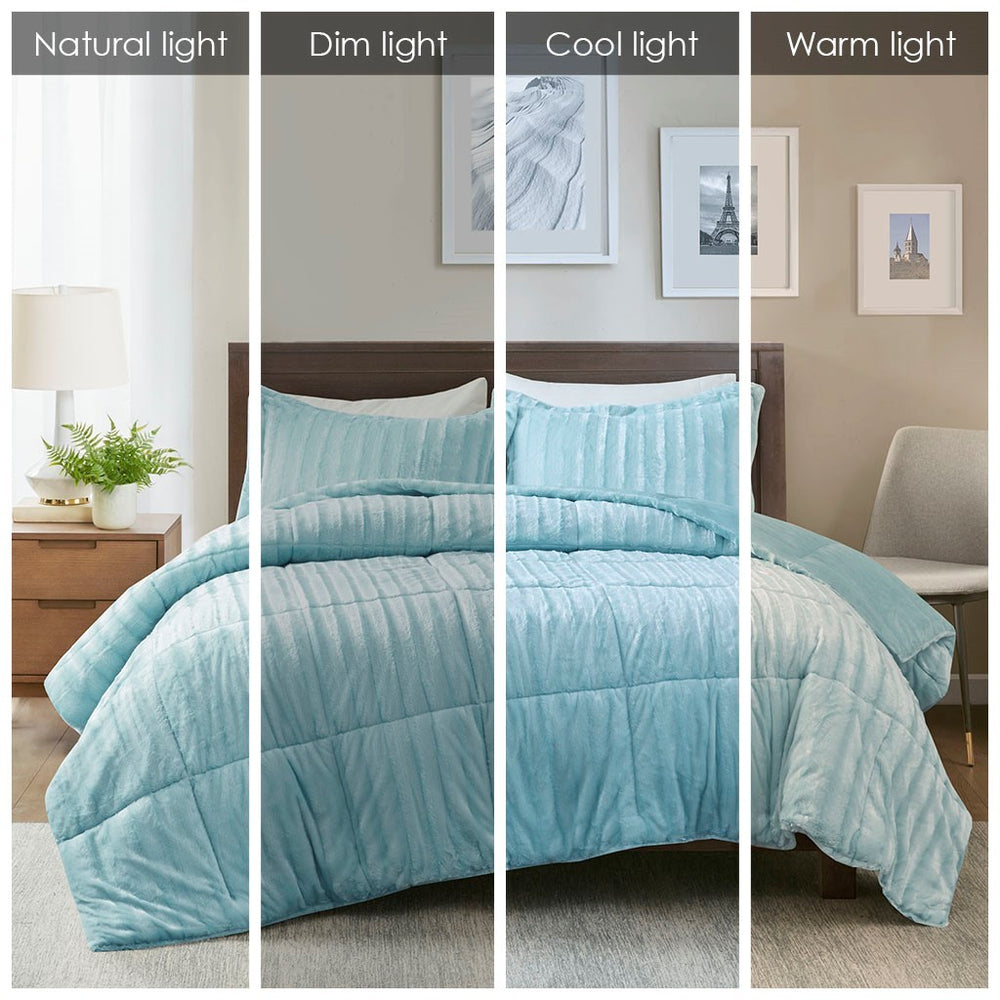 Full/Queen Faux Fur Comforter Mini Set Media 13