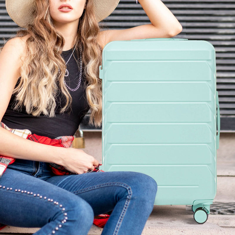 ABS Spinner Luggage Mint Green Durable 3 Piece Set & Combination Lock