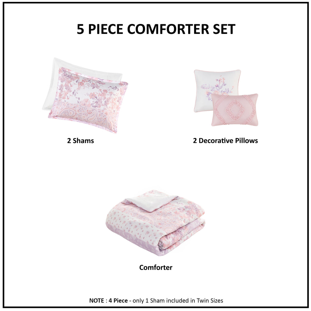 Floral Paisley Comforter Set Twin/Twin XL Media 3