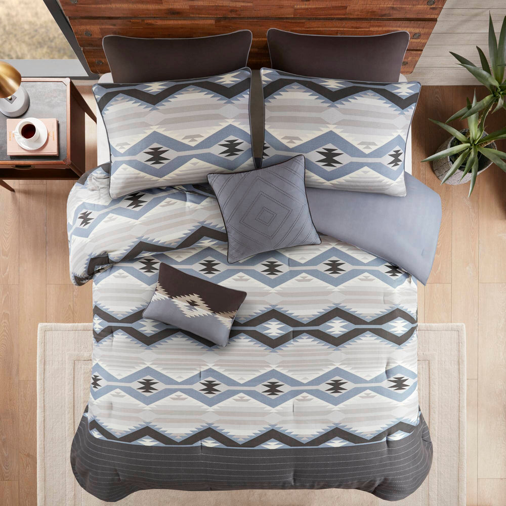 8-Piece Cal King Comforter Set,Blue Media 18
