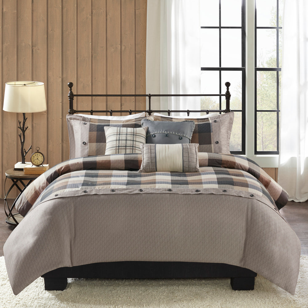 Full/Queen 6 Piece Herringbone Duvet Cover Set Media 9
