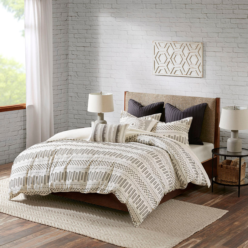 Full/Queen Cotton Jacquard Duvet Cover Mini Set Media 1