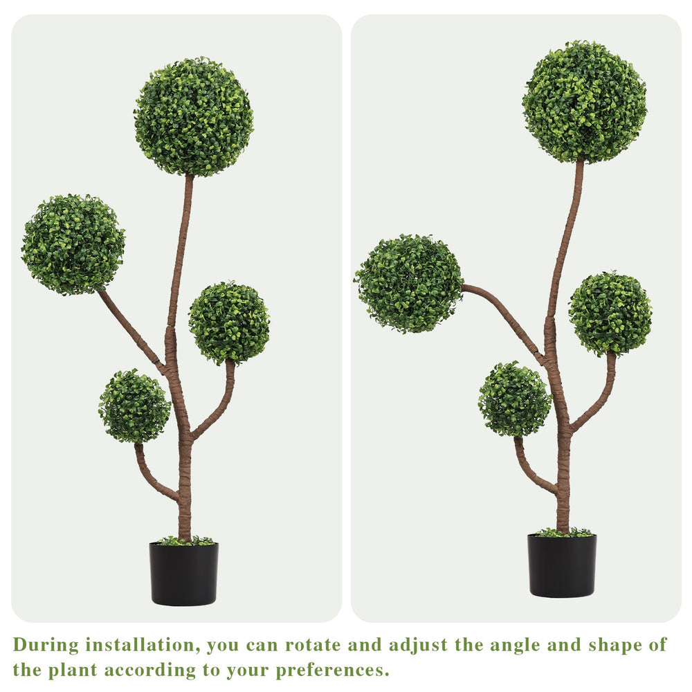 4FT Tall Artificial Boxwood Topiary Tree Large Faux Green Plant in Pot for Indoor Outdoor Patio Porch Garden Decoration, 1pc/set Media 6