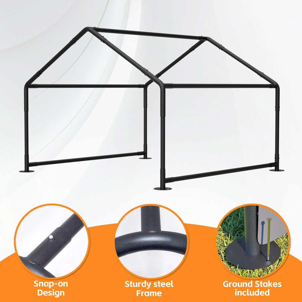 Extra Large Outdoor Dog House Tent with 3-Sided Mesh Windows, Breathable Sun Rain Cover Pet Shelter with Canopy and Ground Stakes for Dogs, Cats, Livestock – 4' x 4' x 3.3', Gray Media 8