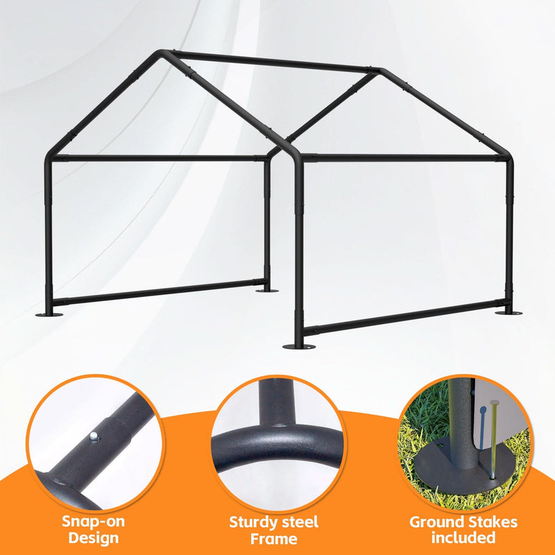 Extra Large Outdoor Dog House Tent with 3-Sided Mesh Windows, Breathable Sun Rain Cover Pet Shelter with Canopy and Ground Stakes for Dogs, Cats, Livestock – 4' x 4' x 3.3', Gray