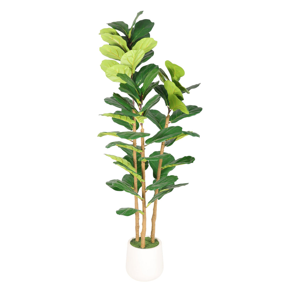 5.2FT Artificial Fiddle Leaf Fig Tree With Decorative White Pot, Real Touch Fake Indoor Plant for Home Office Living Room Corner Decoration, 1pc/set Media 4