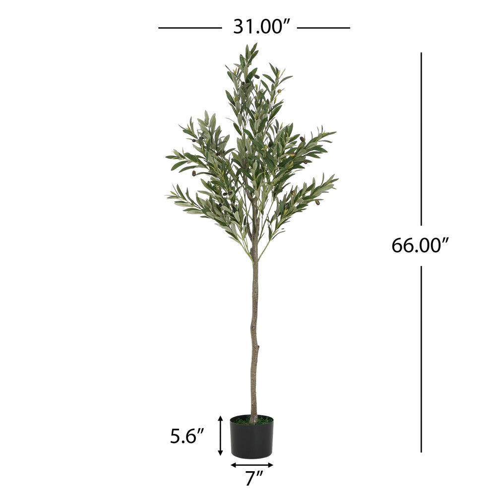 66' Artificial Olive Tree with Black Plastic Pot Media 9