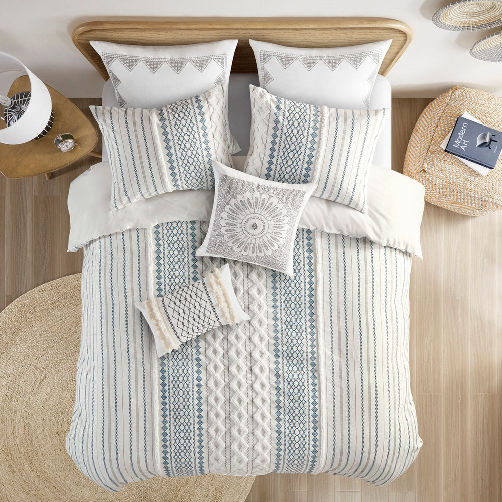 King/Cal King Cotton Printed Duvet Cover Set with Chenille Media 19
