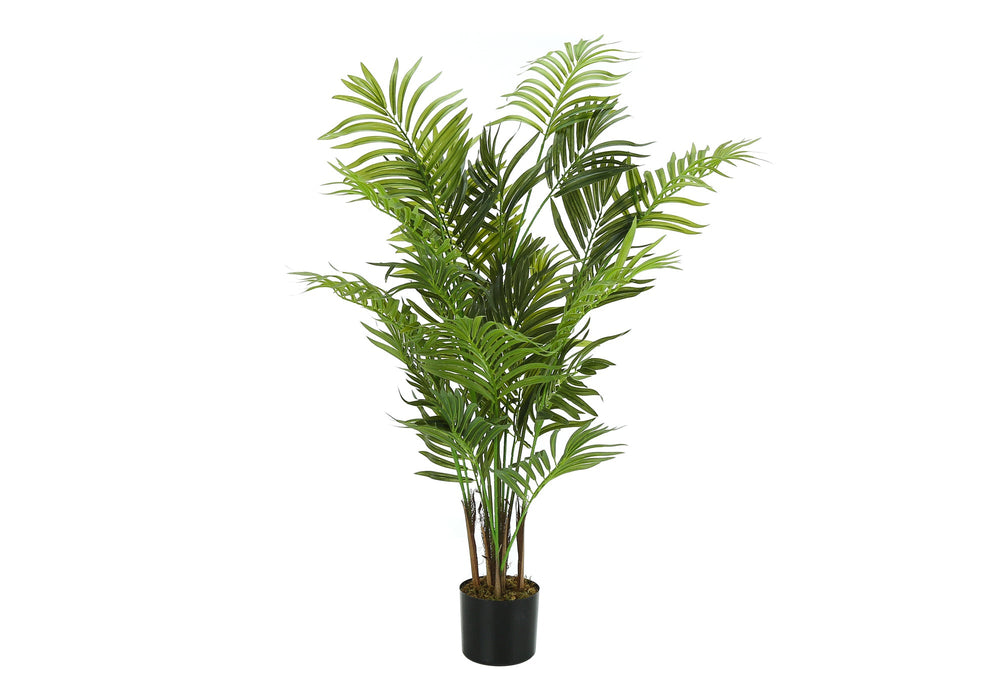 Artificial Plant, 47' Tall, Areca Palm Tree, Indoor, Faux, Fake, Floor, Greenery, Potted, Real Touch, Decorative, Green Leaves, Black Pot Media 3
