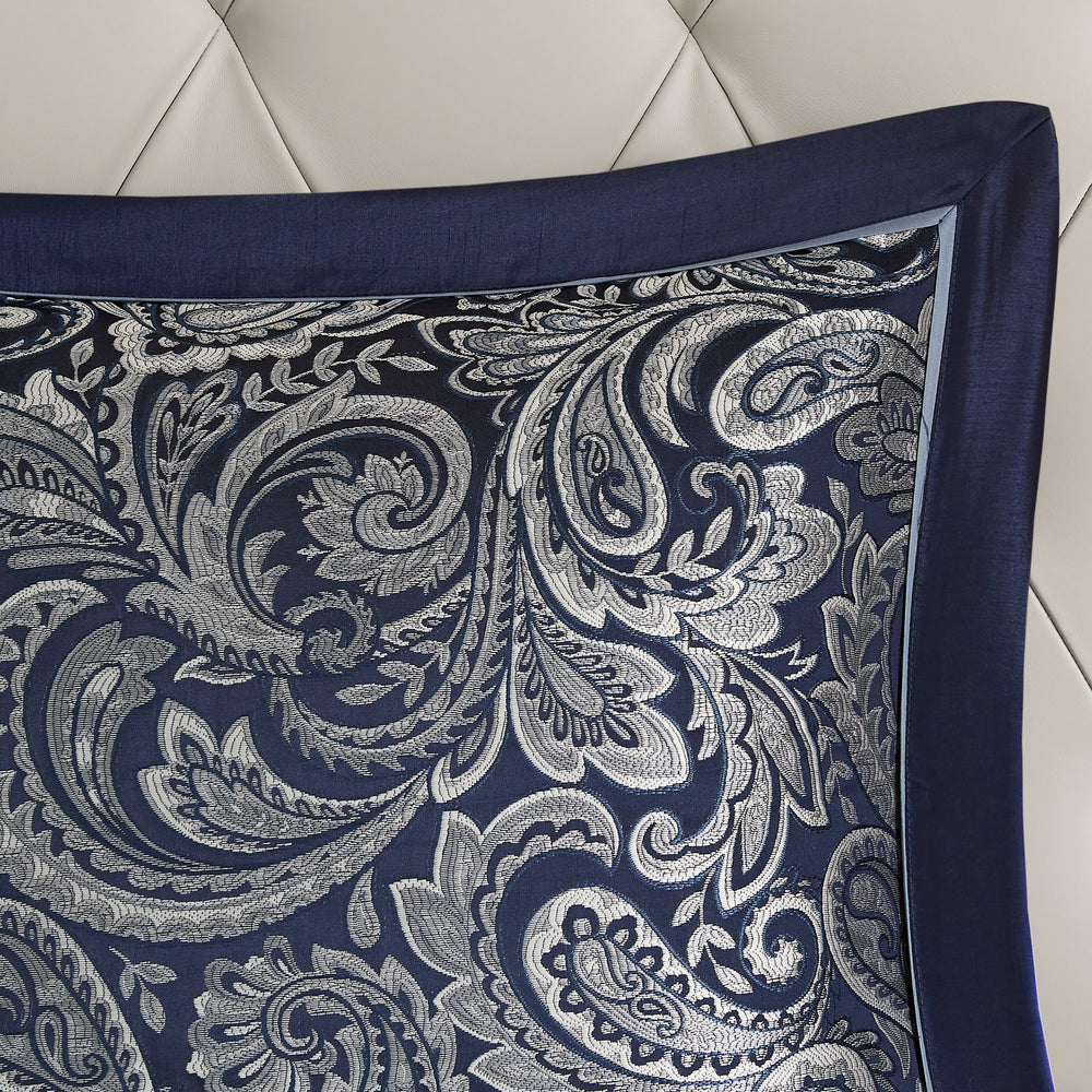 12 Piece Comforter Set with Cotton Bed Sheets Navy Queen Media 10