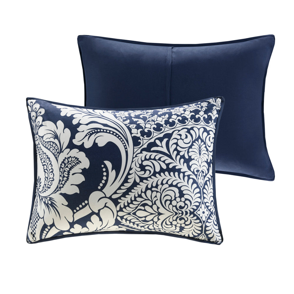 7 Piece Cotton Printed Comforter Set Indigo King Media 9