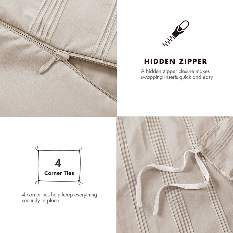 3-Piece King Woven Striped Duvet Set