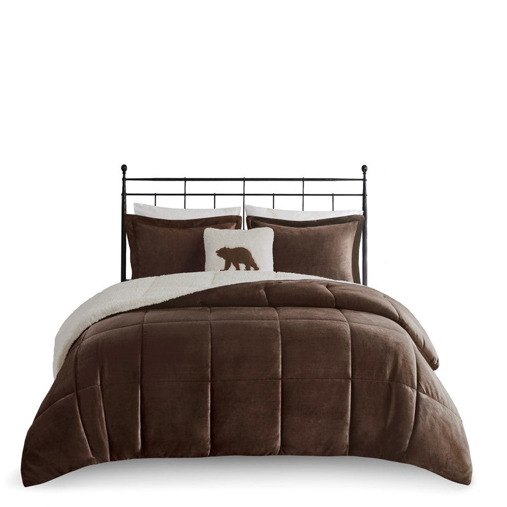 Full/Queen Plush to Sherpa Down Alternative Comforter Set Media 7