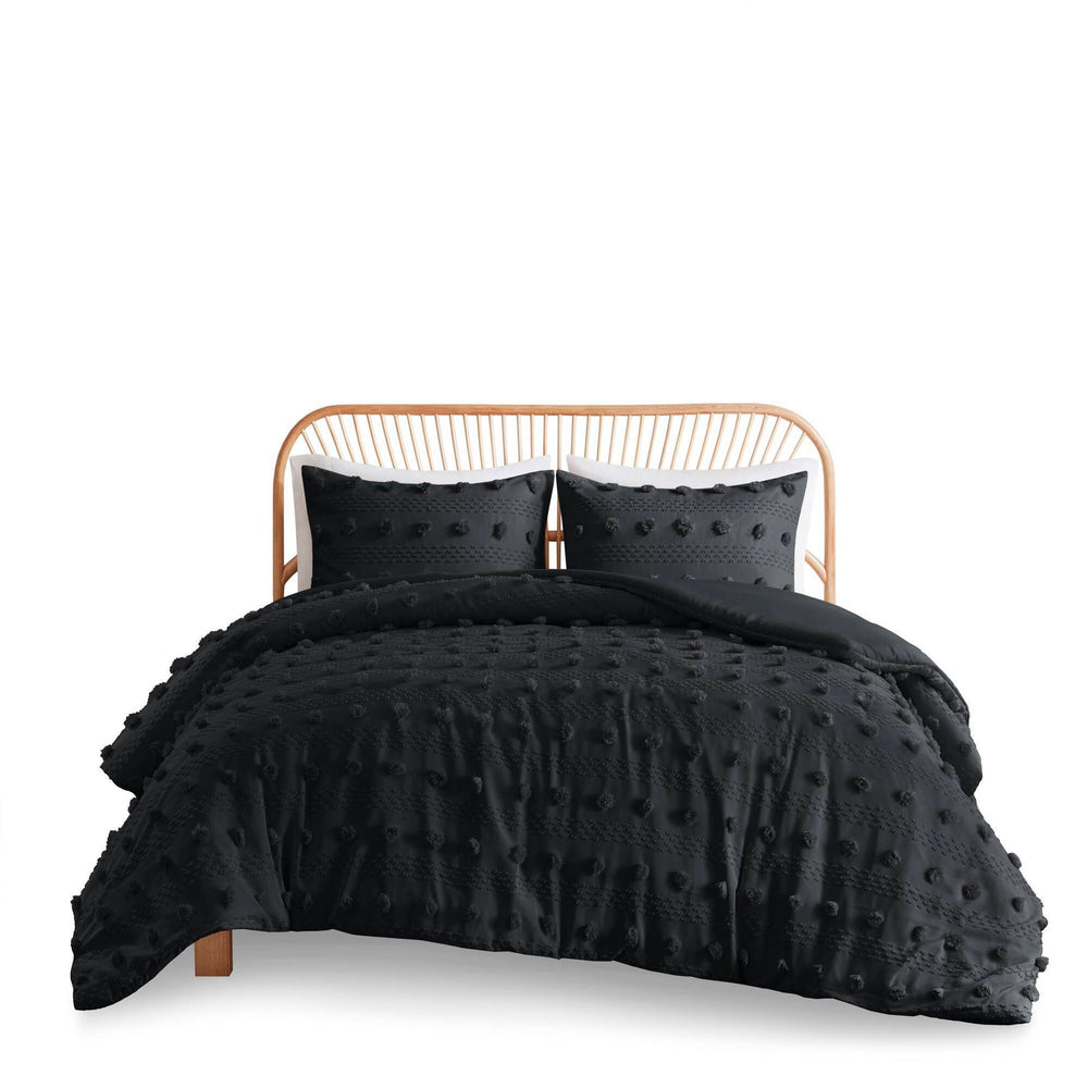 2 PCS Twin/Twin XL Clip Jacquard Duvet Cover Set Black Media 10