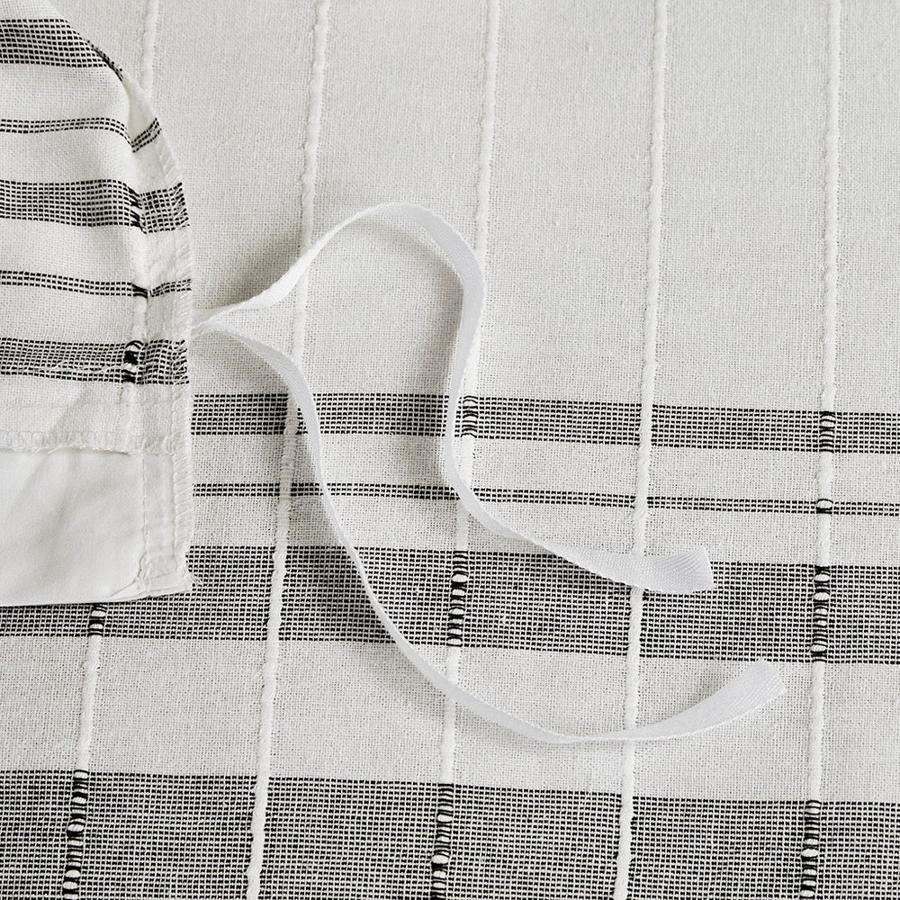 5 Piece Cotton Jaquard Duvet Set White/Grey Full/Queen Media 13