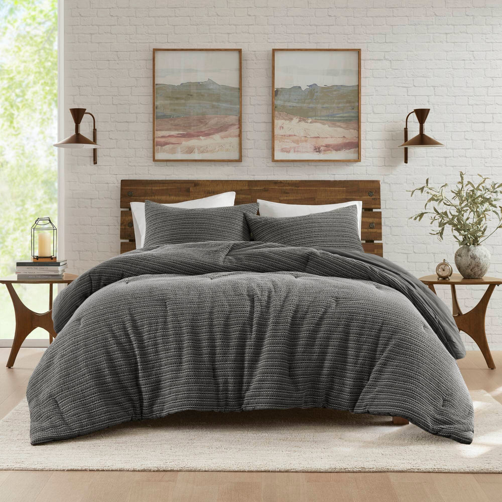 3PCS Full/Queen Waffle Washed Comforter Set Media 19
