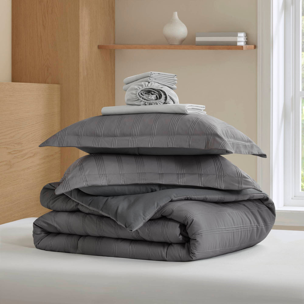 7-Piece King Woven Striped Comforter Set Media 12