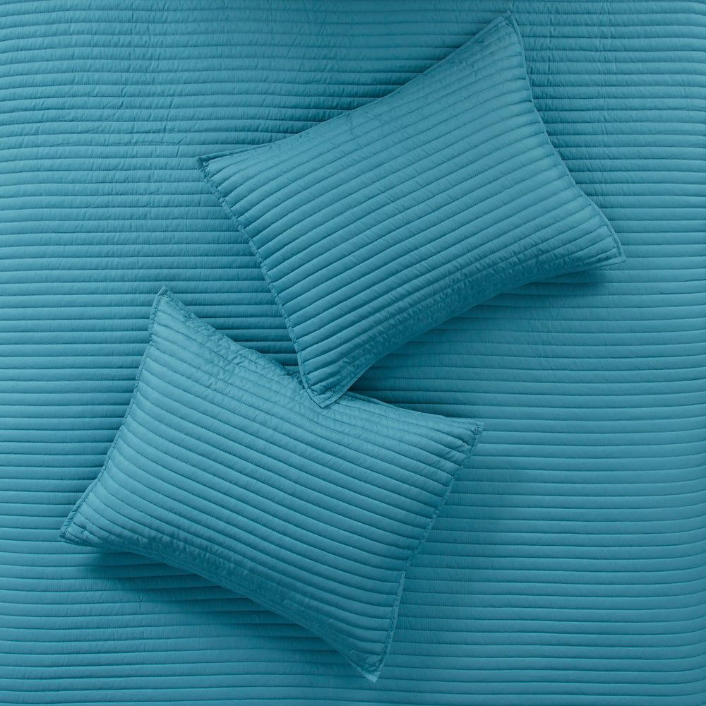 8 Piece Printed Seersucker Comforter and Quilt Set Collection Aqua Full/Queen Media 12