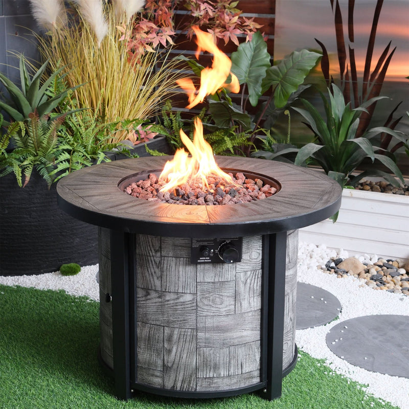 Outdoor Propane Fire Pit Concrete Stonecrest & Lava Rocks Cover Included
