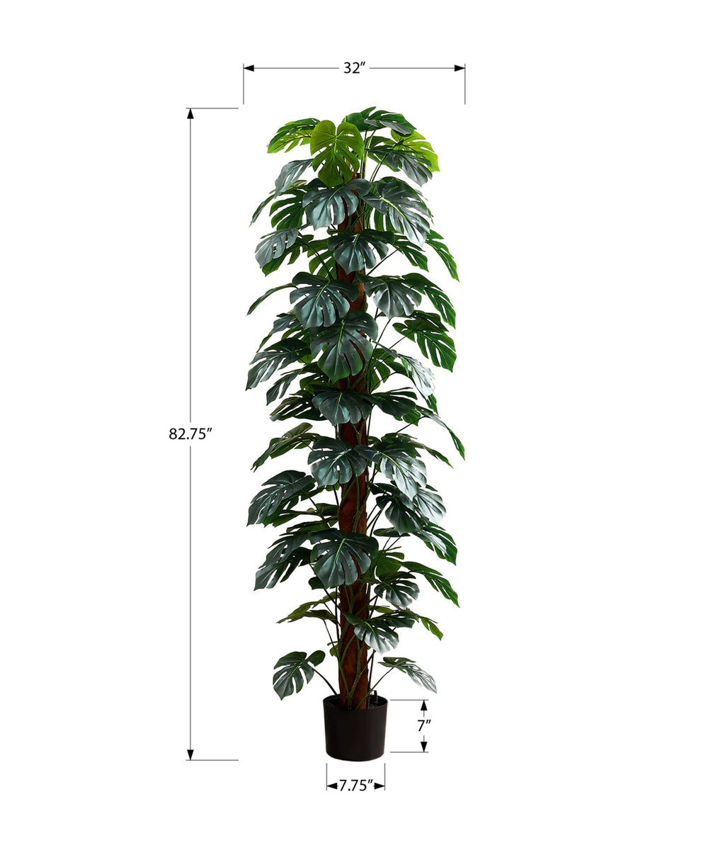 Artificial Plant, 83' Tall, Monstera Tree, Floor, Indoor, Decorative, Green Leaves, Black Pot Media 3