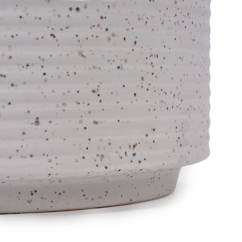 2 Pieces Ceramic Flowerpot, Modern Planter for Patio, Garden or Windowsills - Milk White