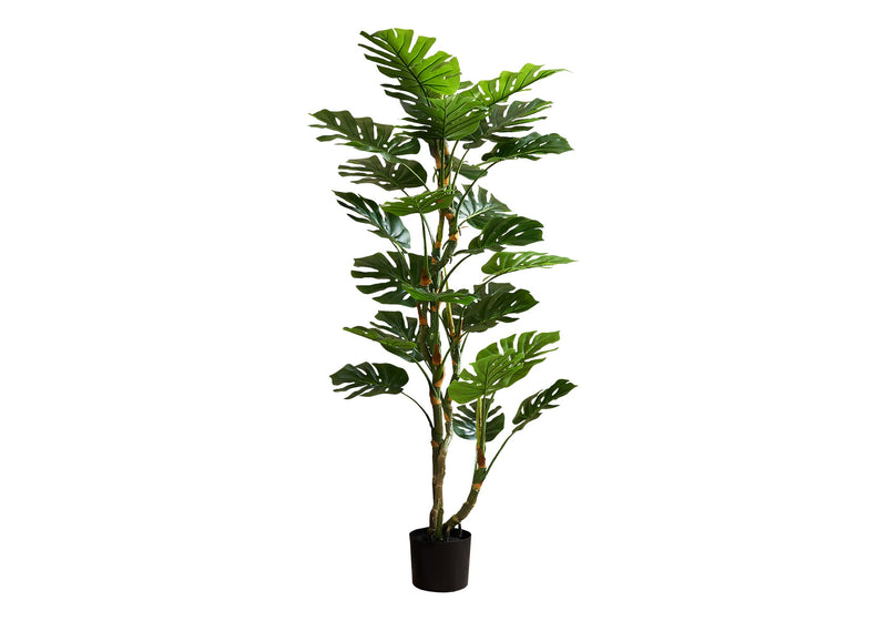 Artificial Plant, 61' Tall, Monstera Tree, Indoor, Potted, Floor, Real Touch, Green Leaves, Black Pot