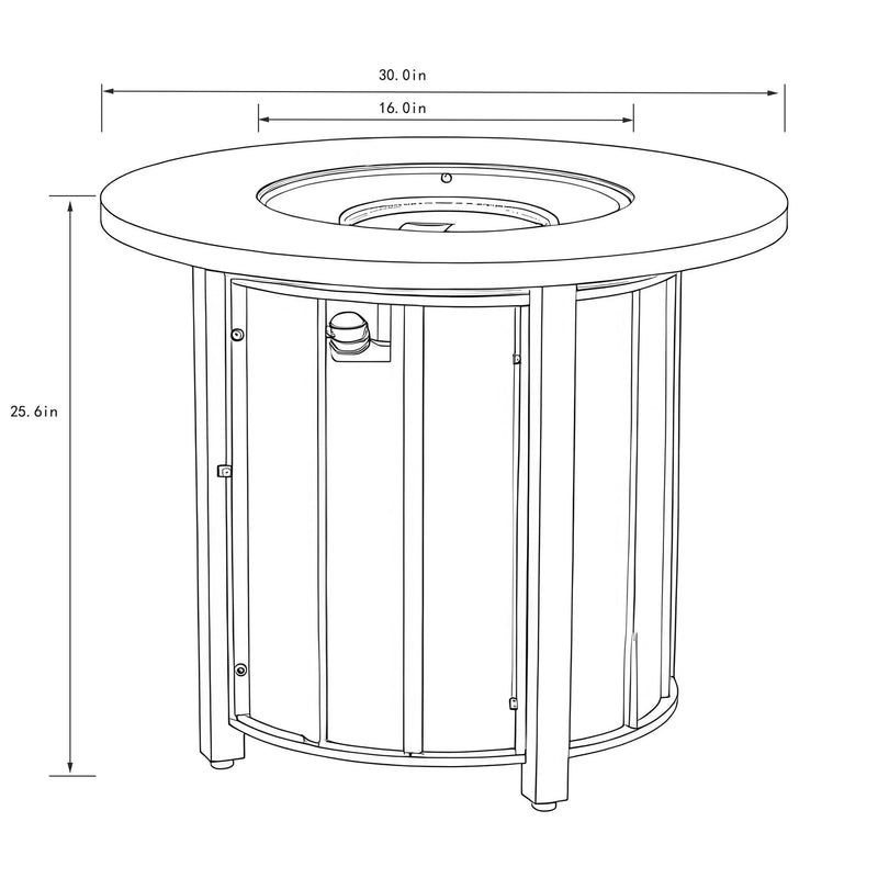Propane Fire Pit Table Round Steel Wood Grain Ceramic Tabletop For Outdoor Patio & Backyard Entertaining
