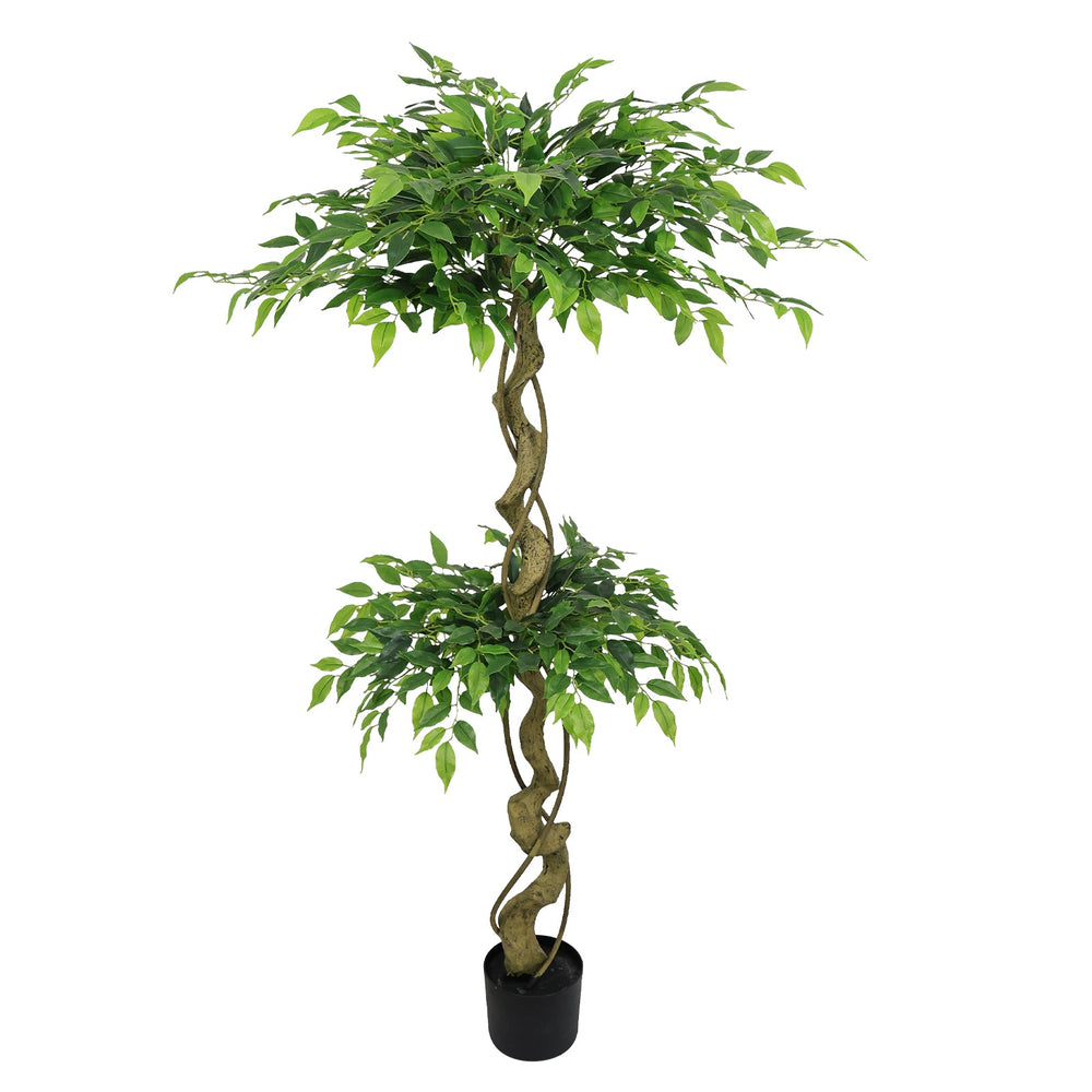 5.2FT Artificial Ficus Tree, Lifelike Faux Banyan Tree with Pot for Home, Office Patio Decor, 1pc/set Media 2