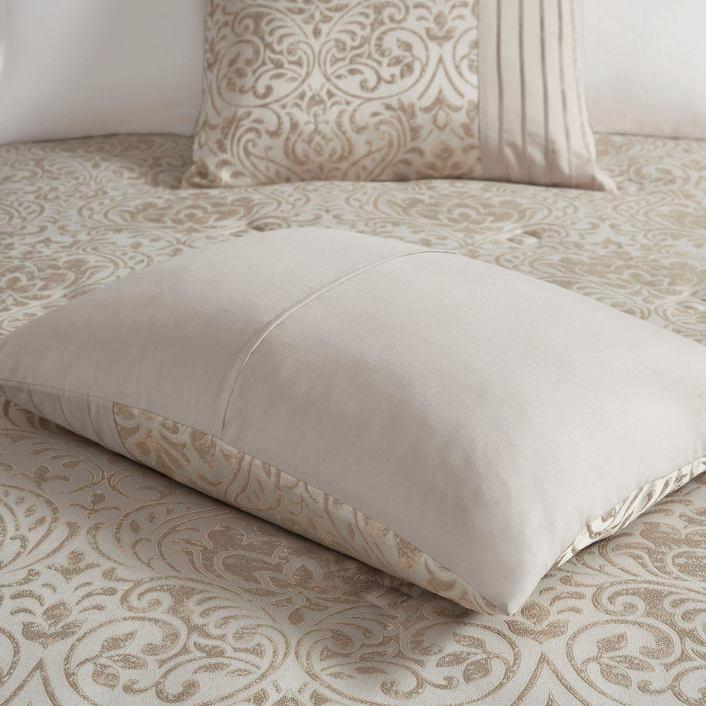 12 Piece Jacquard Comforter Set with Bed Sheets Khaki Queen Media 9