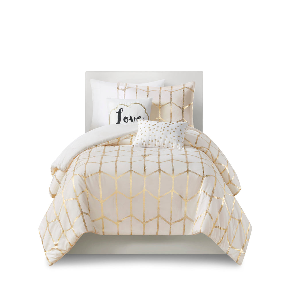 4-Piece Twin/Twin XL 100% Polyester Brushed   Printed Comforter Set Media 11