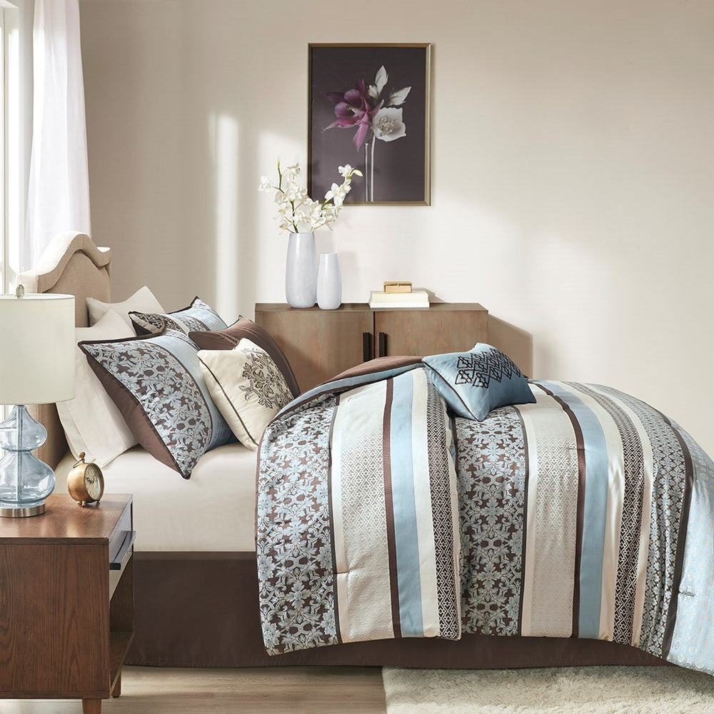 7 Piece Comforter Set Blue King Media 14