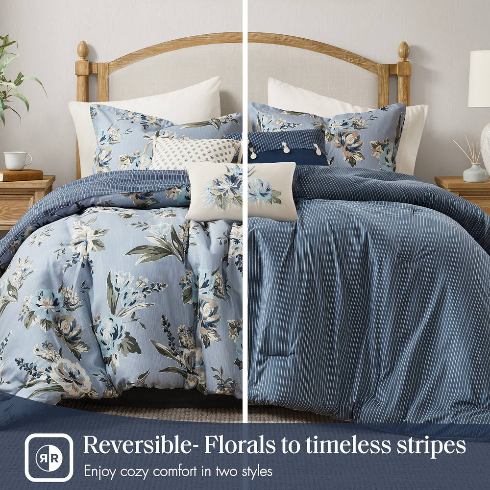 7PCS King Vintage Floral Comforter Set Media 8