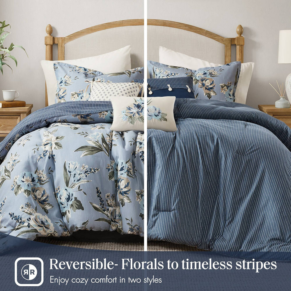 7PCS Queen Vintage Floral Comforter Set Media 8