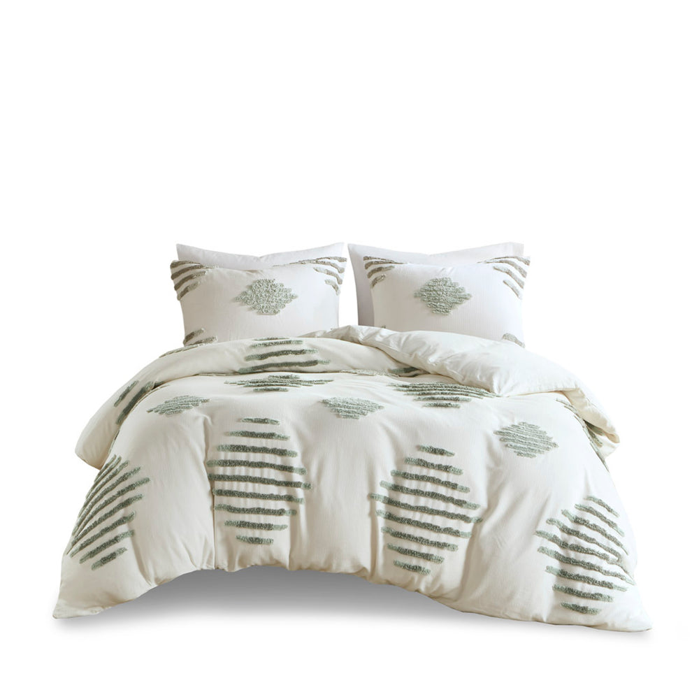 King/Cal King 3 Piece Cotton Blend Chenille Duvet Cover Set Media 11