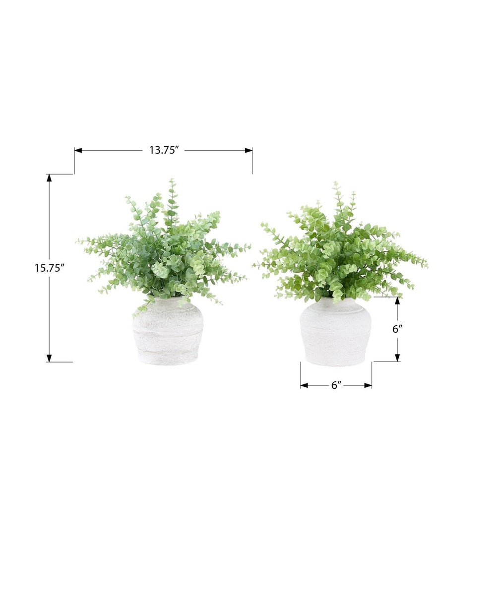 Artificial Plant, Set Of 2, 16' Tall, Eucalyptus Grass, Table, White Pots, Contemporary, Modern Media 5