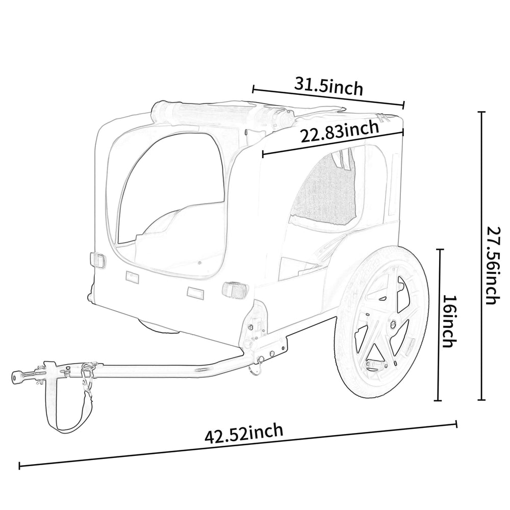 Pet Bike Trailer Dog Cart for Bicycle,Suitable for Small and Medium Pets, Easy Folding Cart Frame, Quick Release Wheel, Non-Slip Floor, Internal Leash Media 25